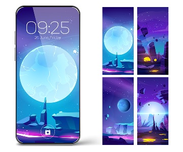 Smathone with a screensaver image.